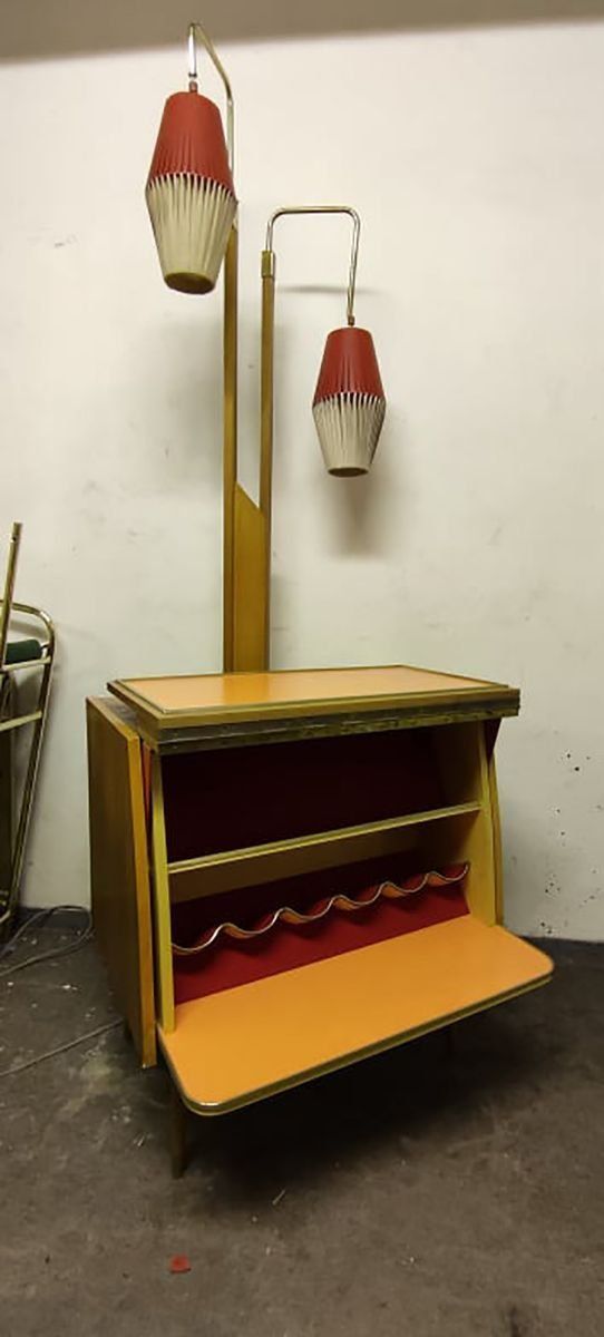 Walnut Cocktail Cabinet Light, 1950s photo for sale