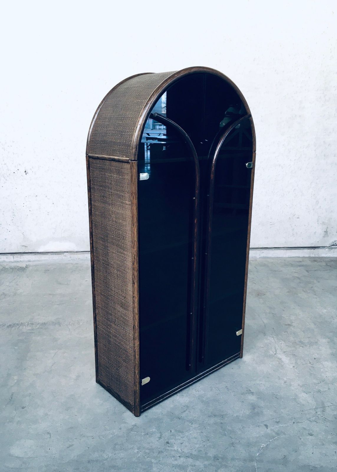 Vintage Design Hoge Vitrinekast Van Rotan En Bamboe, Jaren 1970 photo 1010.6
