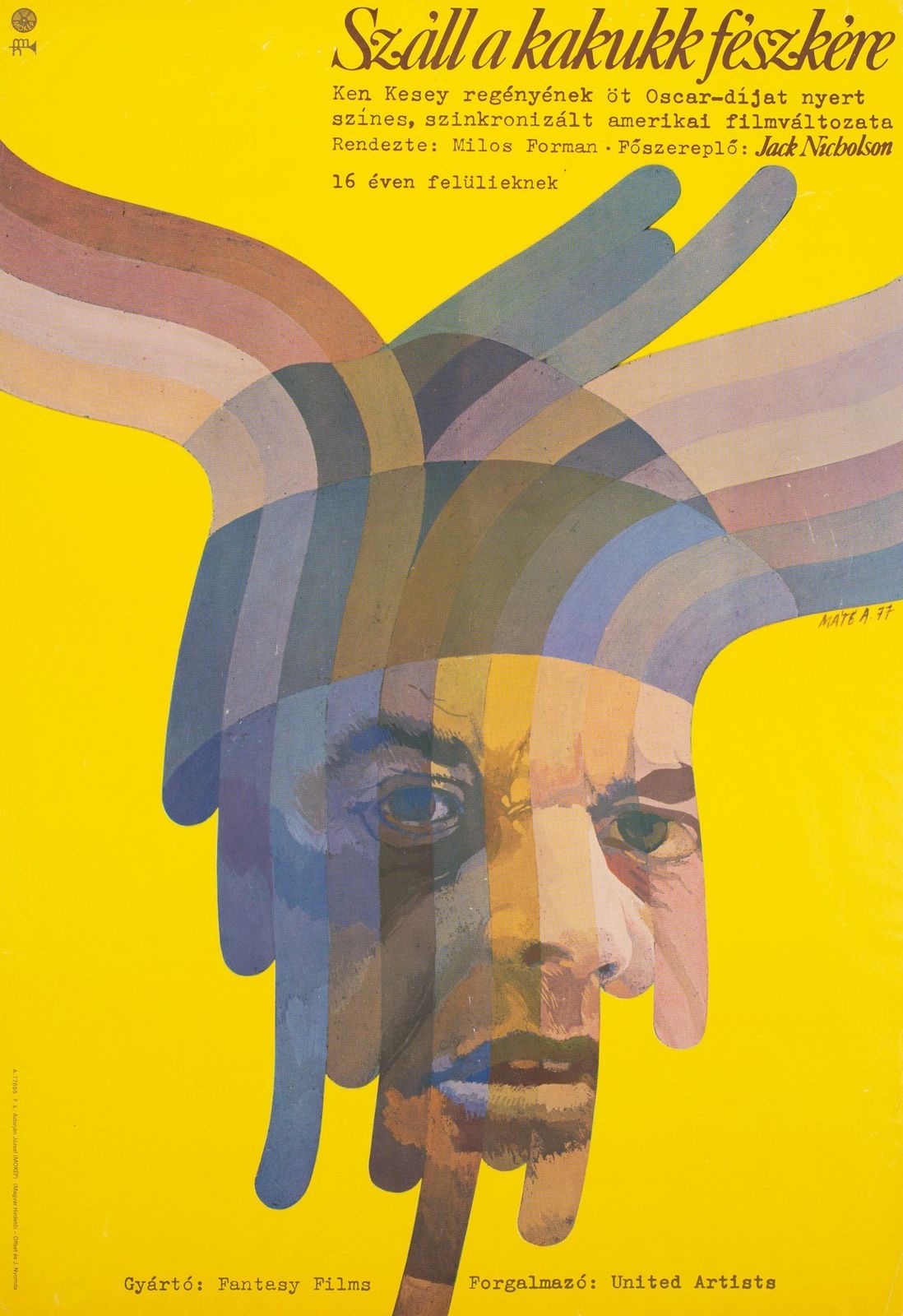 One Flew Over The Cuckoo's Nest 1977 Hungarian Film Movie Poster, Andras Mate