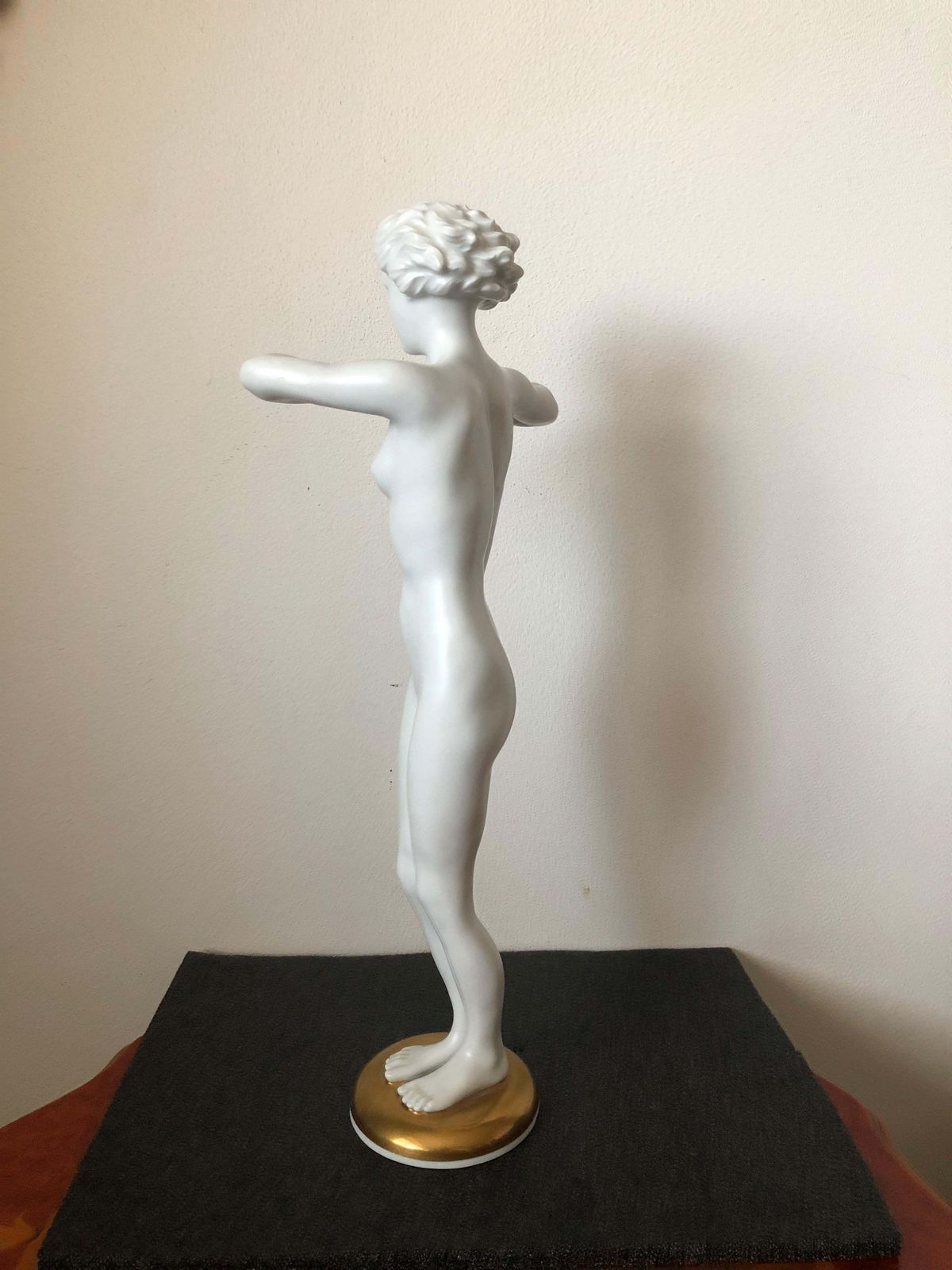 Large Porcelain Figure Of Lady With Ball By Designer Luitpold Adam photo vintage