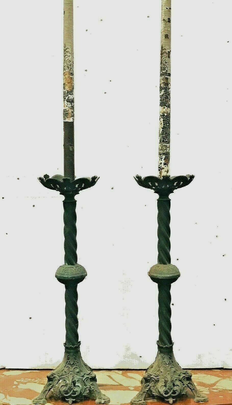Pair Of Brass Candle Sticks And Twentieth Century Candles photo furniture