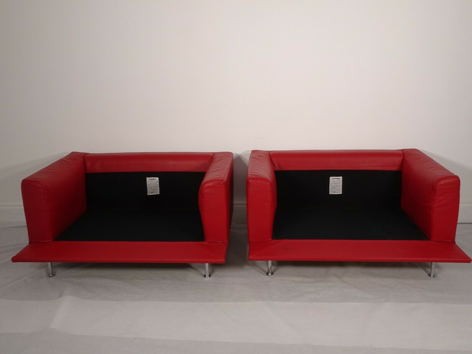 Stunning Pair Of Cassina Nest Love Chairs In Genuine Red Pelle Leather photo vinterior