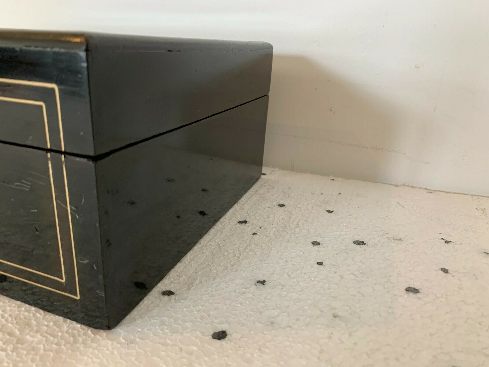 Napoleon III Jewelry Box In Blackened Wood 19th Century Brass Marquetry photo 375.46