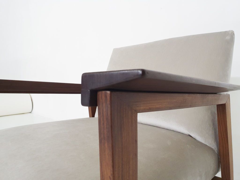 Scandinavisch Modern Teakhouten Fauteuil Met Nieuwe Beige Bekleding, Ca. Jaren 1960 photo buy