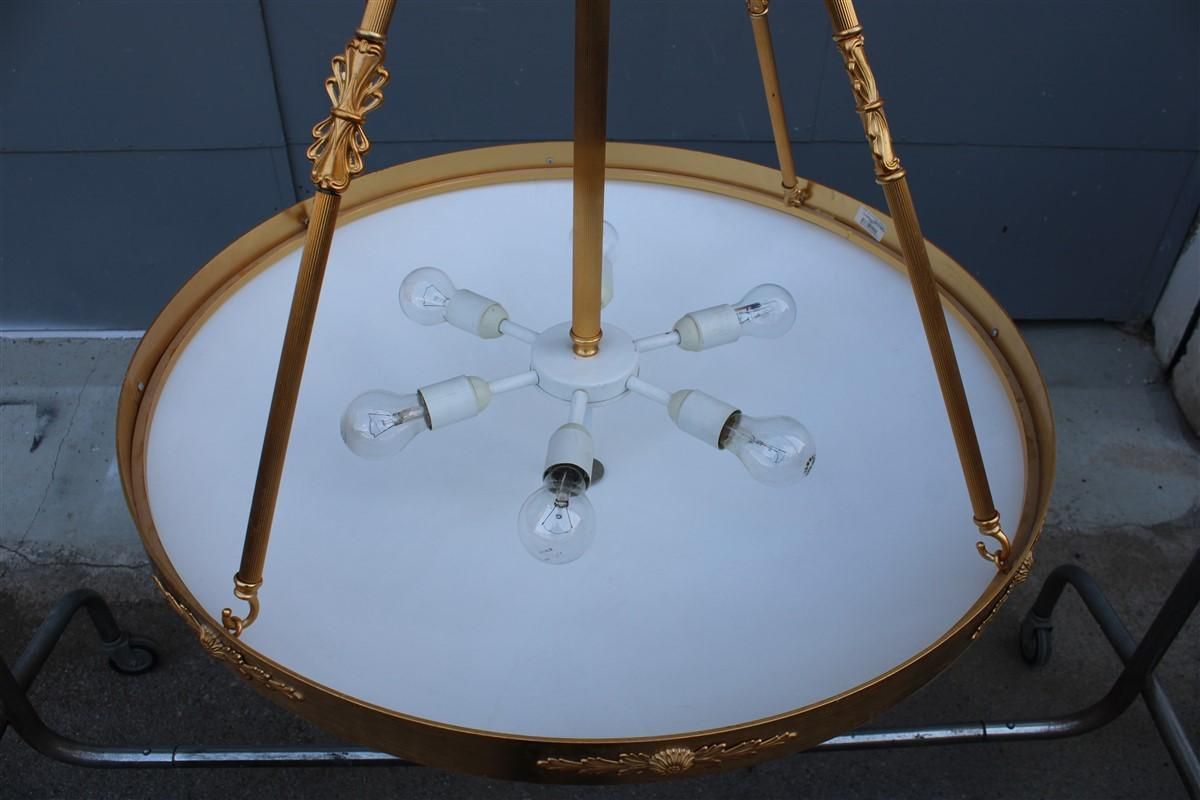 photo furniture Big Classic Round Italian Chandelier Brass Gold Yellow Glass Italian Design 1970