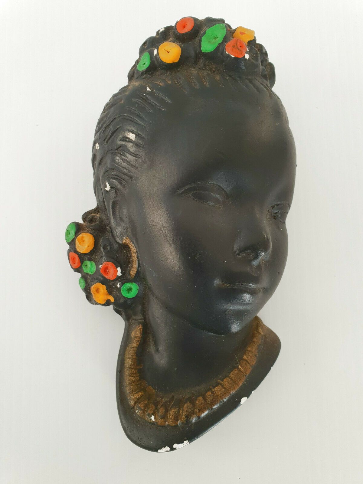 Set Of 2 Wall Decorations African Plaster 1950 Vintage Rockabilly 50s photo for sale