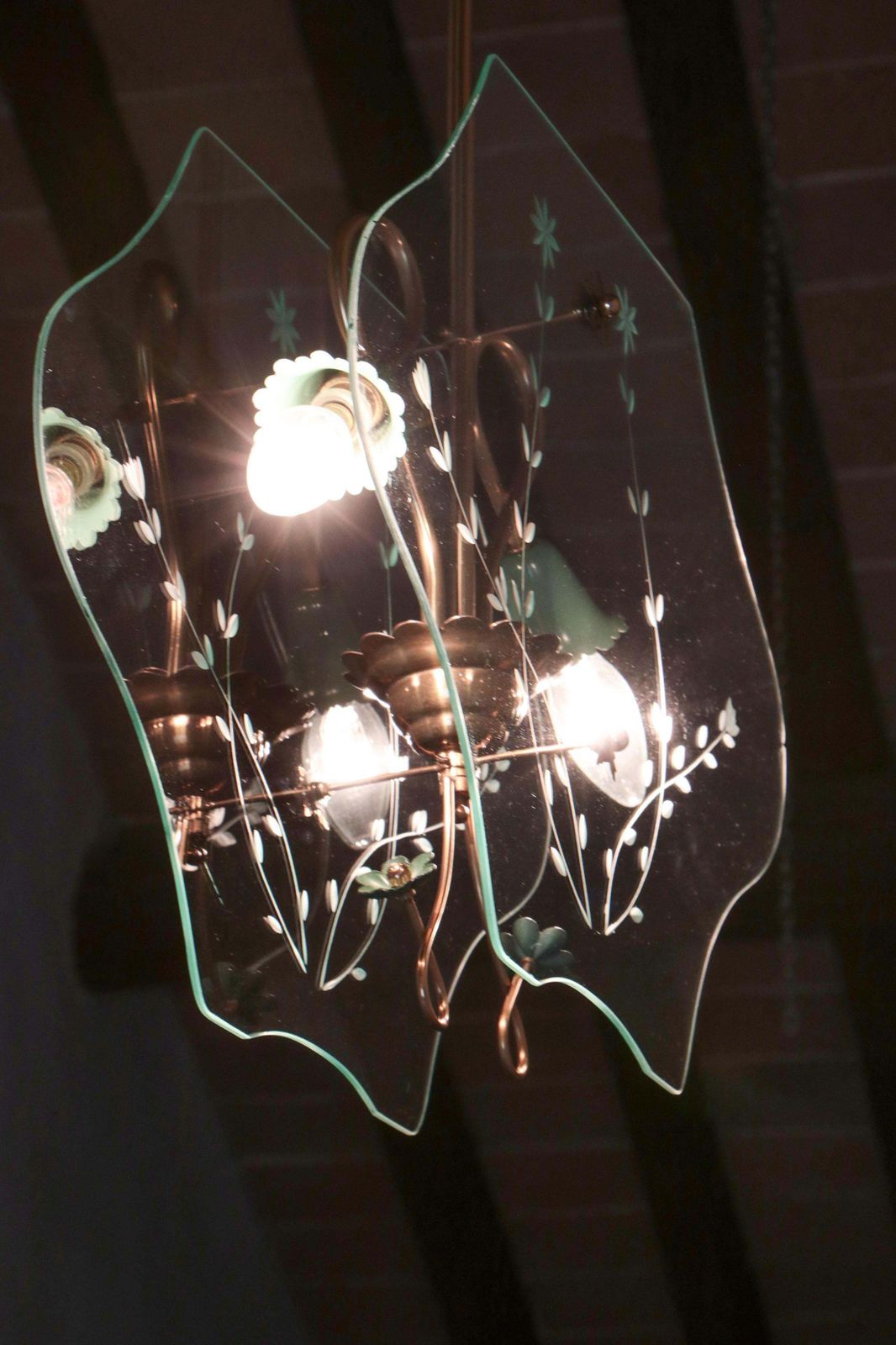 photo vintage Italian Mid Century Chandelier Pietro Chiesa Style Per Fontana Arte, 1940s