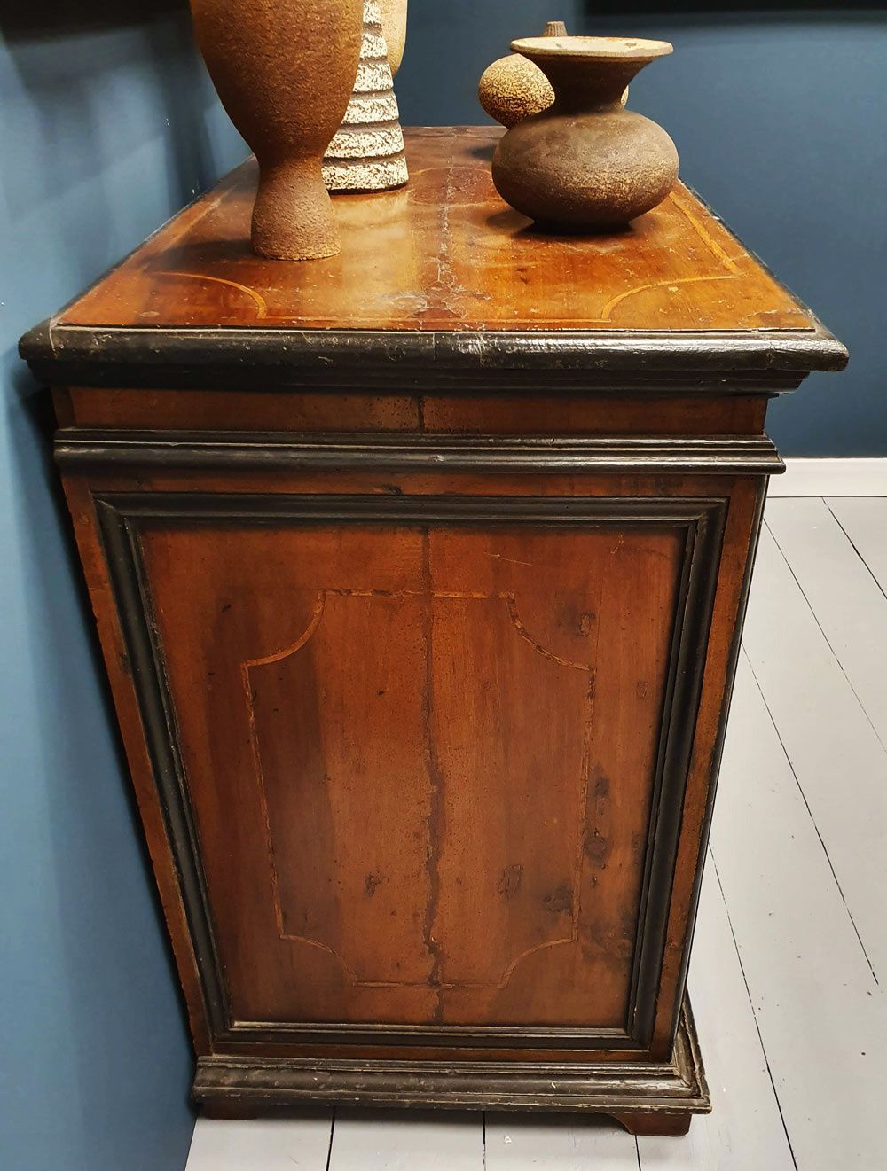 18th Century Italian Walnut And Ebonised Wood Chest Of Drawers Dated 1748 photo Furniture