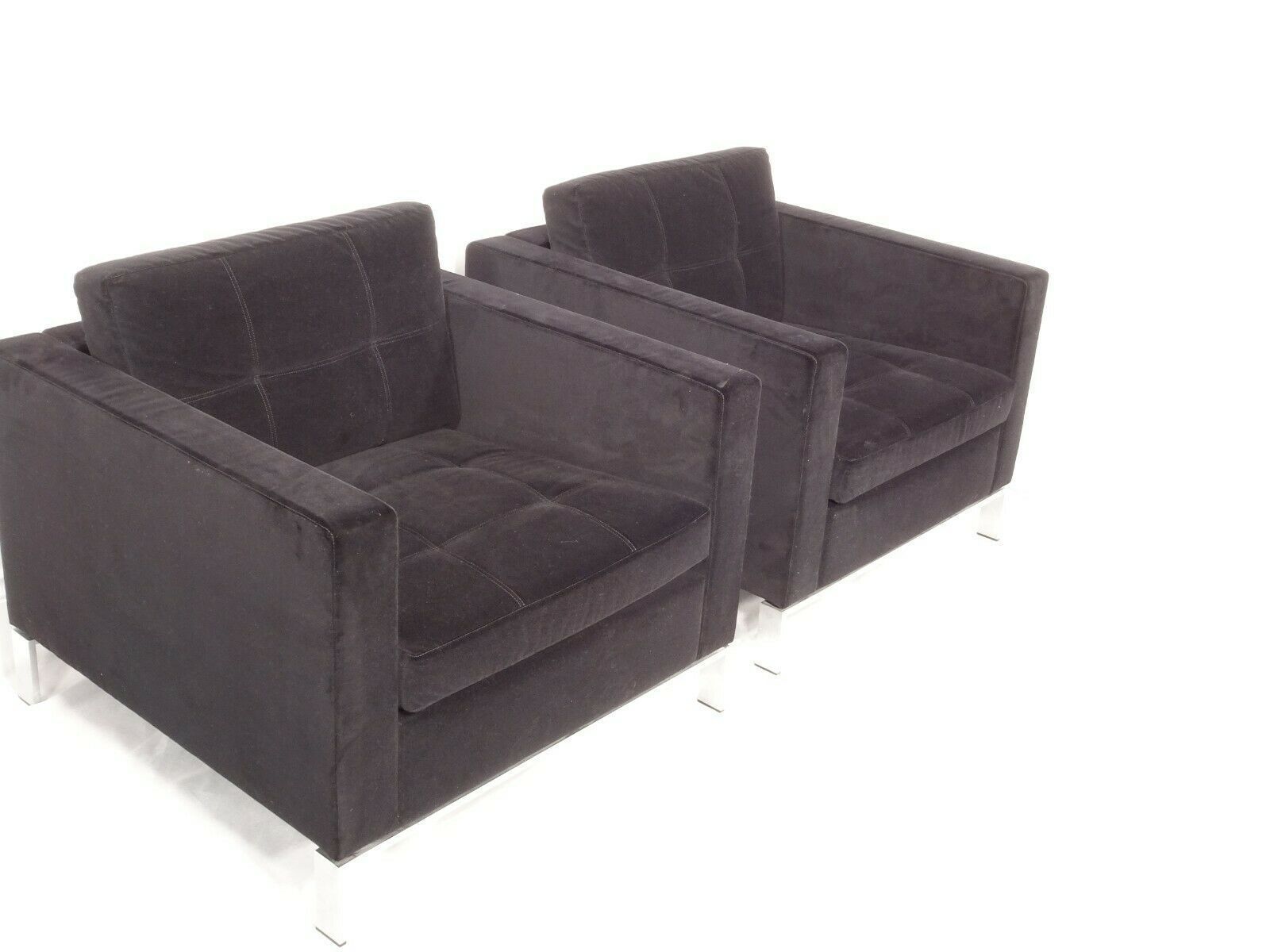 Immaculate Pair Of Walter Knoll 502 Foster Chairs In Jet Black Velvet photo 5520.0