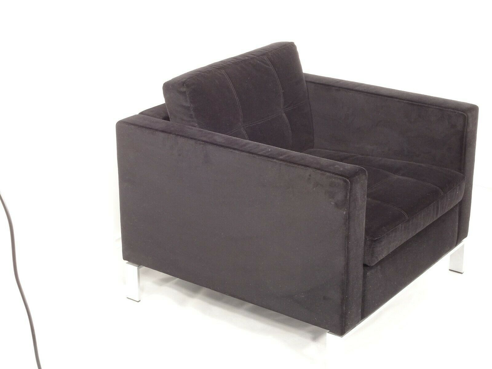 Immaculate Pair Of Walter Knoll 502 Foster Chairs In Jet Black Velvet photo vintage