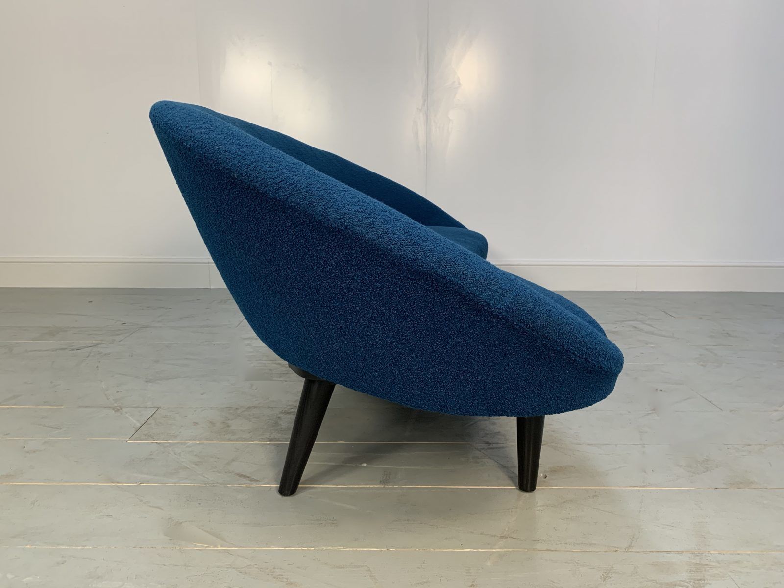 George Smith Tom Dixon Sofa – “Bean” – 4 Seat Sofa In Mid Blue Bute “Tiree” Woollen Boucle photo 3900.0