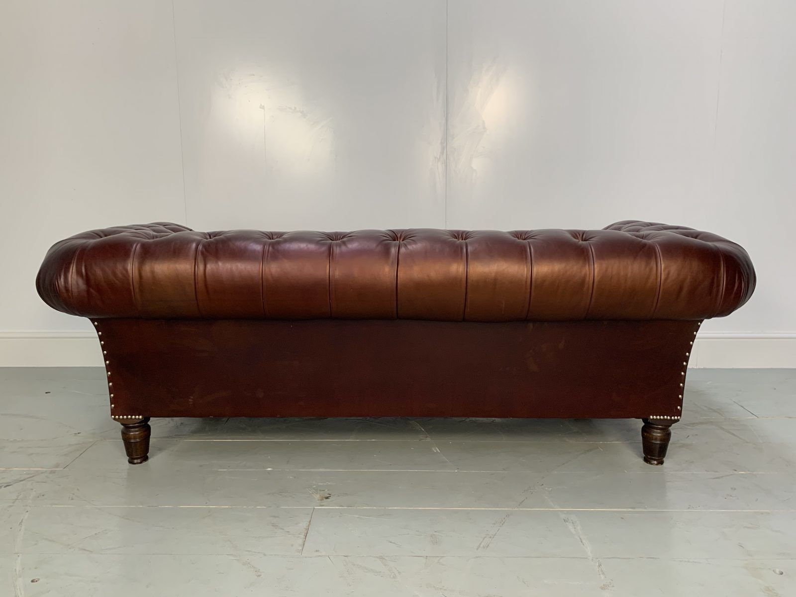 George Smith Leather Sofa Early Victorian Chesterfield  Buttoned Sofa In Cinnamon Leather photo for sale