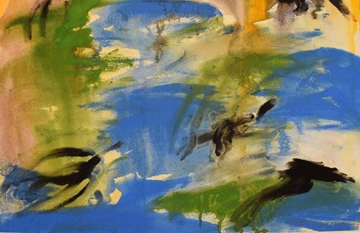 Ivy Lysdal, B 1937, Gouache On Paper, Abstract Modernist Painting photo Art