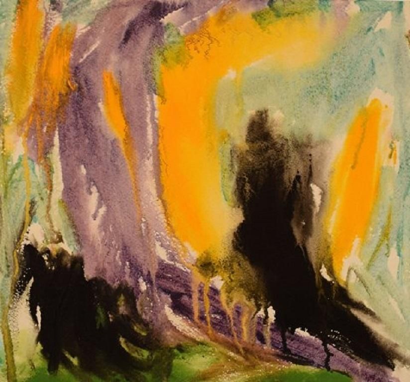 Ivy Lysdal, B 1937, Gouache On Paper, Abstract Modernist Painting photo for sale
