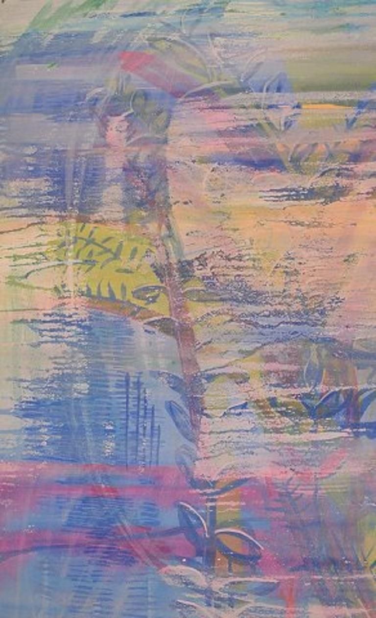 Ivy Lysdal, Gouache And Oil Crayon On Cardboard, Abstract Modernist Painting photo Art