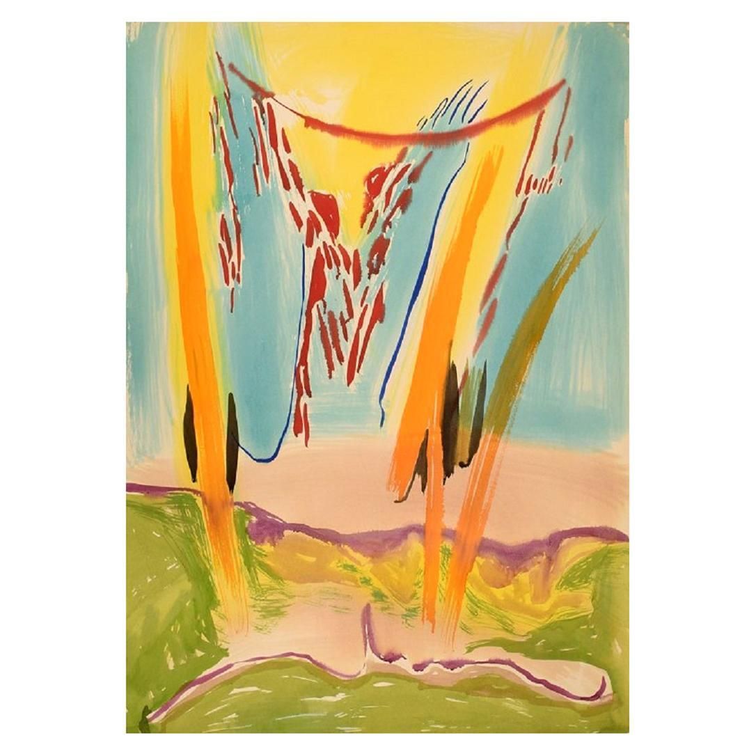 Ivy Lysdal, Gouache On Cardboard, Abstract Modernist Painting