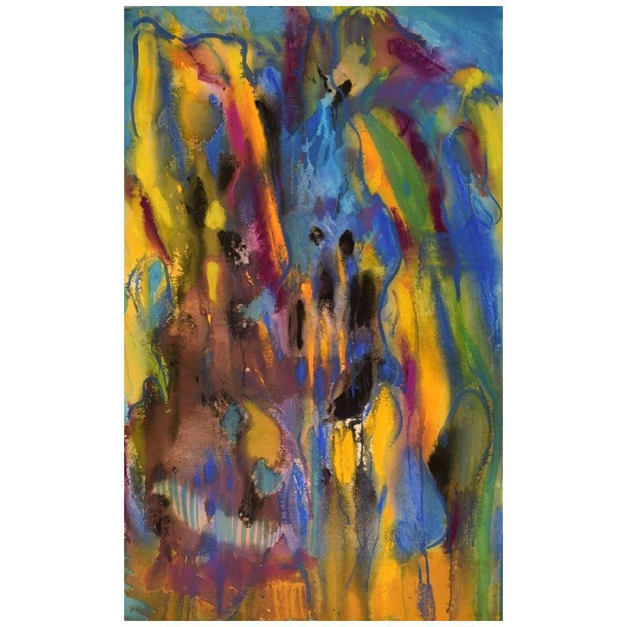 Ivy Lysdal, B 1937, Gouache On Cardboard, Abstract Modernist Painting