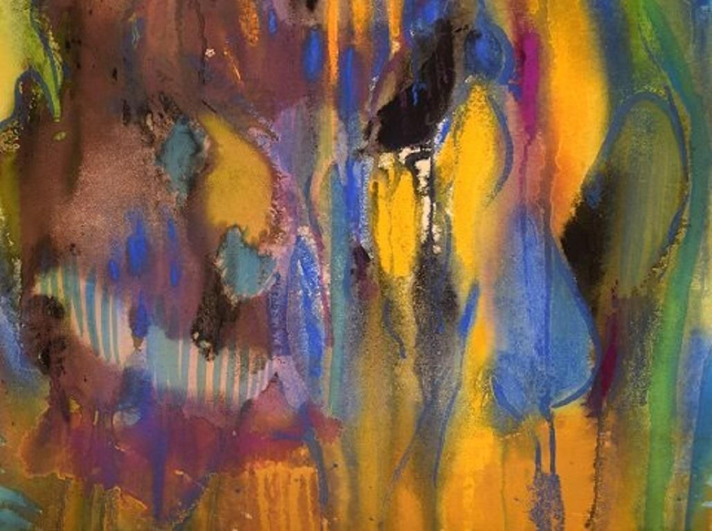 Ivy Lysdal, B 1937, Gouache On Cardboard, Abstract Modernist Painting photo furniture