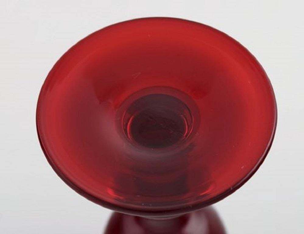 Monica Bratt For Reijmyre, Twelve Liqueur Glasses In Red Mouth Blown Art Glass photo vinterior
