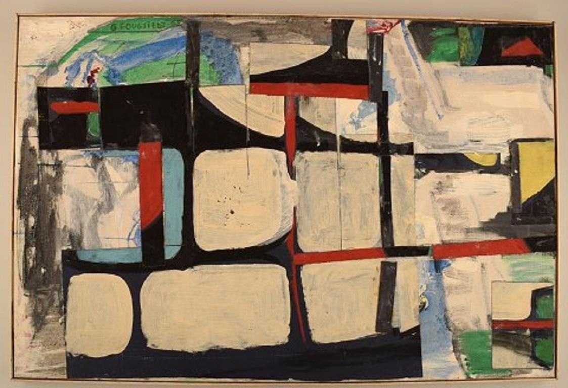 Gösta Fougstedt Sweden Oil On Canvas Modernist Composition, 1965 photo furniture
