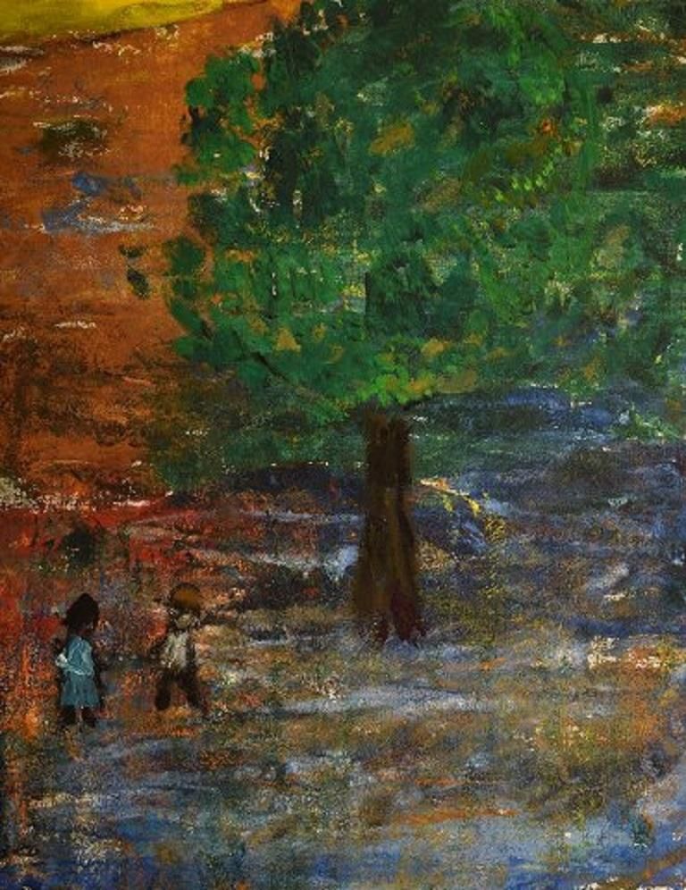 Göta Fogler Sweden  Oil On Canvas Abstract Landscape 1960s photo Art
