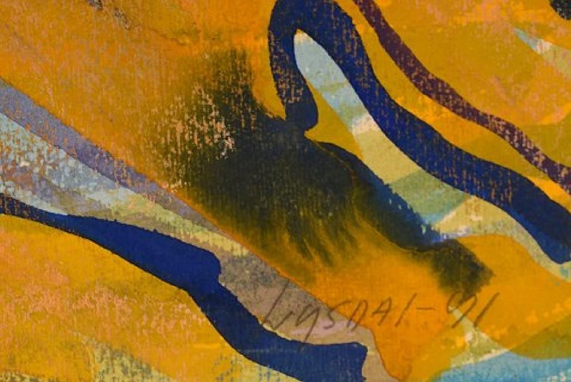 Ivy Lysdal B 1937 Gouache On Cardboard Abstract Modernist Painting photo for sale