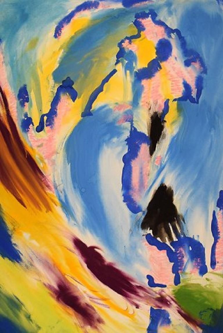 Ivy Lysdal B 1937 Gouache On Cardboard Abstract Modernist Painting photo furniture