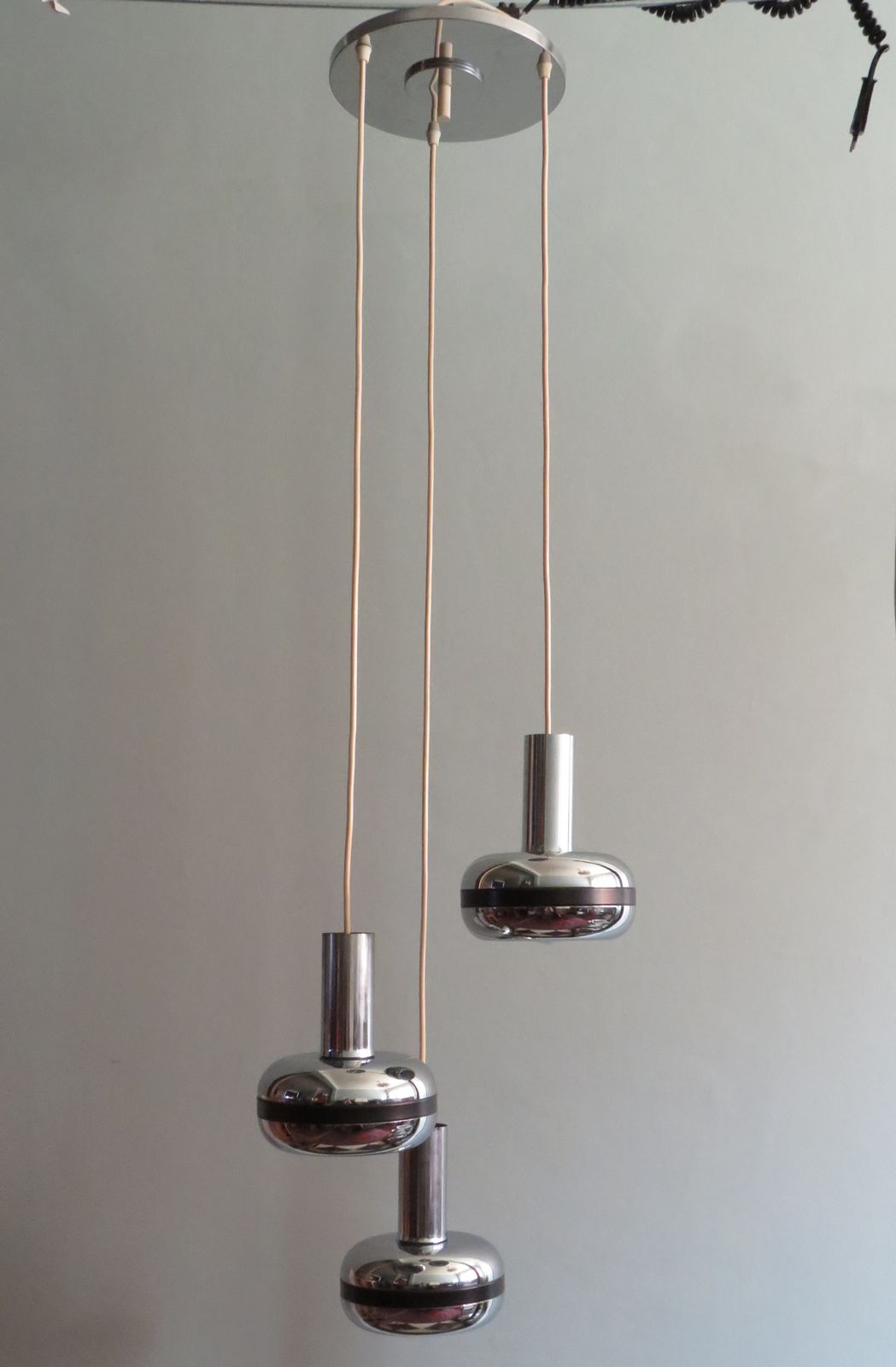Cascade Pendant Lamp With Chrome Globes 1970s photo for sale