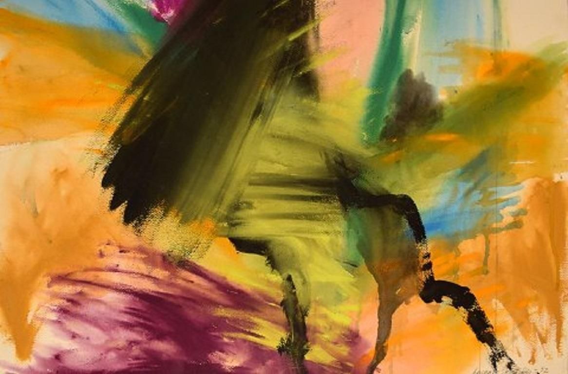 Ivy Lysdal Gouache On Cardboard Abstract Modernist Painting Dated 1992 photo for sale