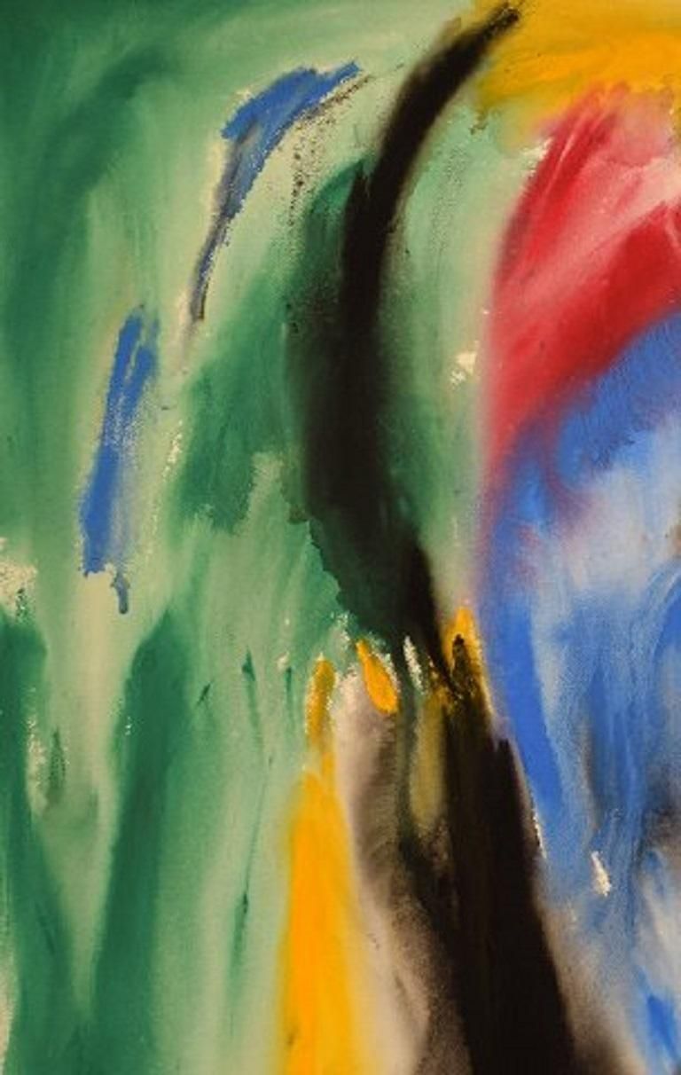 Ivy Lysdal Gouache On Cardboard Abstract Modernist Painting Dated 1992 photo for sale