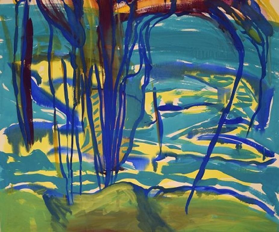 Ivy Lysdal, Gouache On Cardboard Abstract Modernist Painting Late 20th C photo for sale