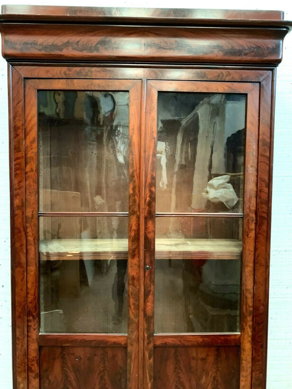 Louis Philippe Period Showcase In Mahogany Two 19th Century Glass Doors photo for sale