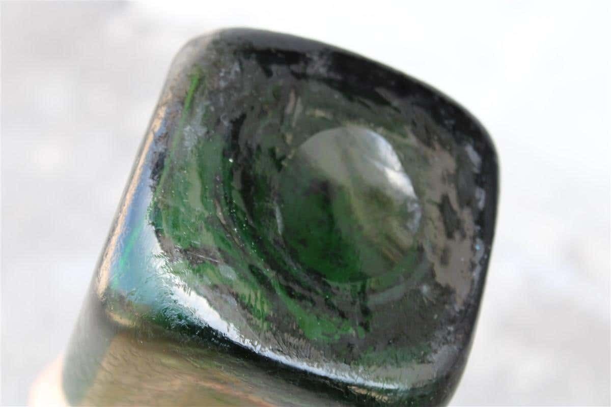 Seguso Corroded Cobalt Green Vase In The Shape Of A Bottle, 1960s photo 851.0