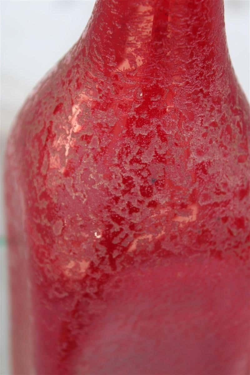 Seguso Corroded Cobalt Red Vase In The Shape Of A Bottle, 1960s photo 851.0