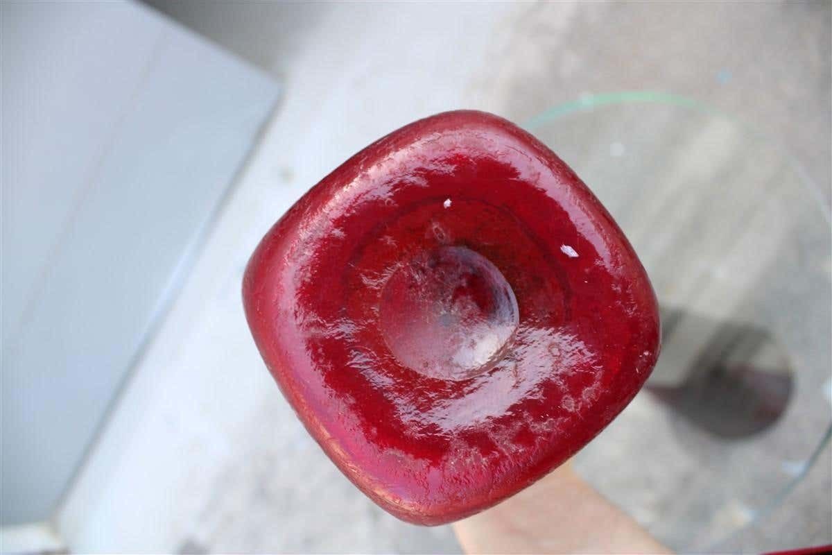 Seguso Corroded Cobalt Red Vase In The Shape Of A Bottle, 1960s photo vinterior