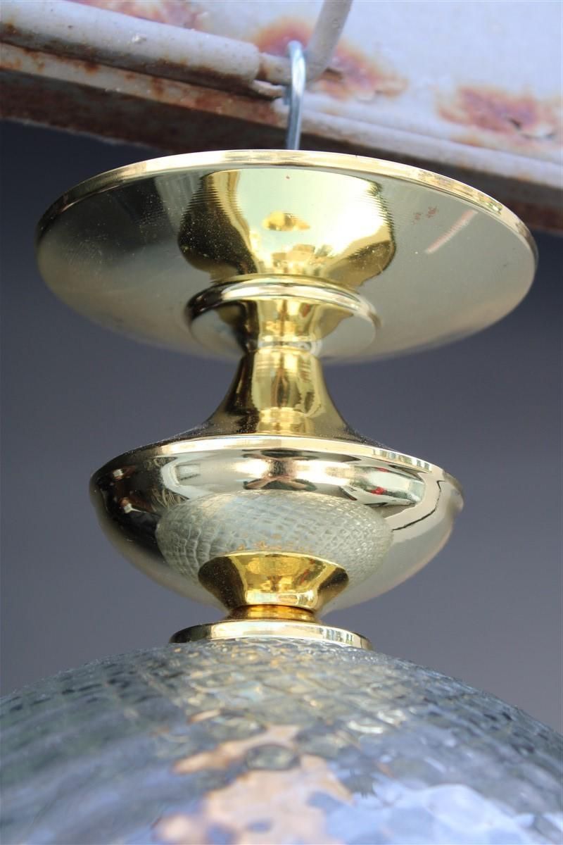 Italian Mid Century Ball Chandelier Murano Glass Brass Parts Gold, 1950s photo furniture