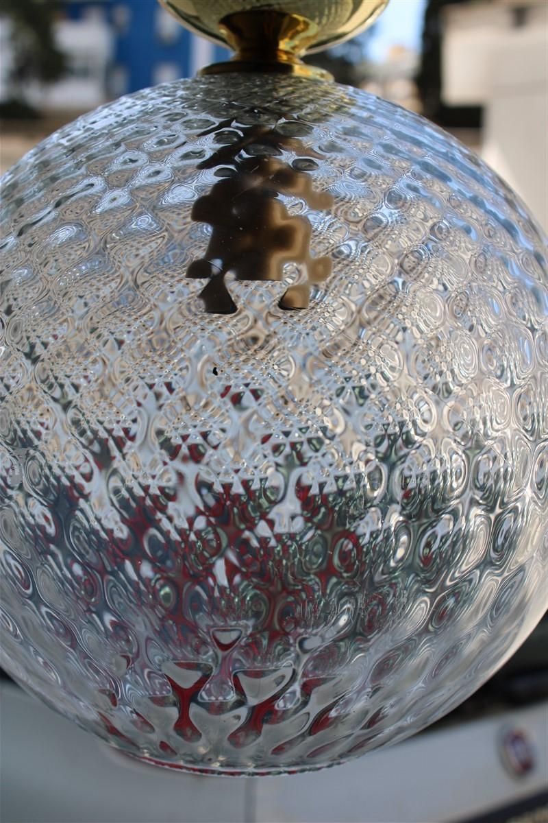 Italian Mid Century Ball Chandelier Murano Glass Brass Parts Gold, 1950s photo buy