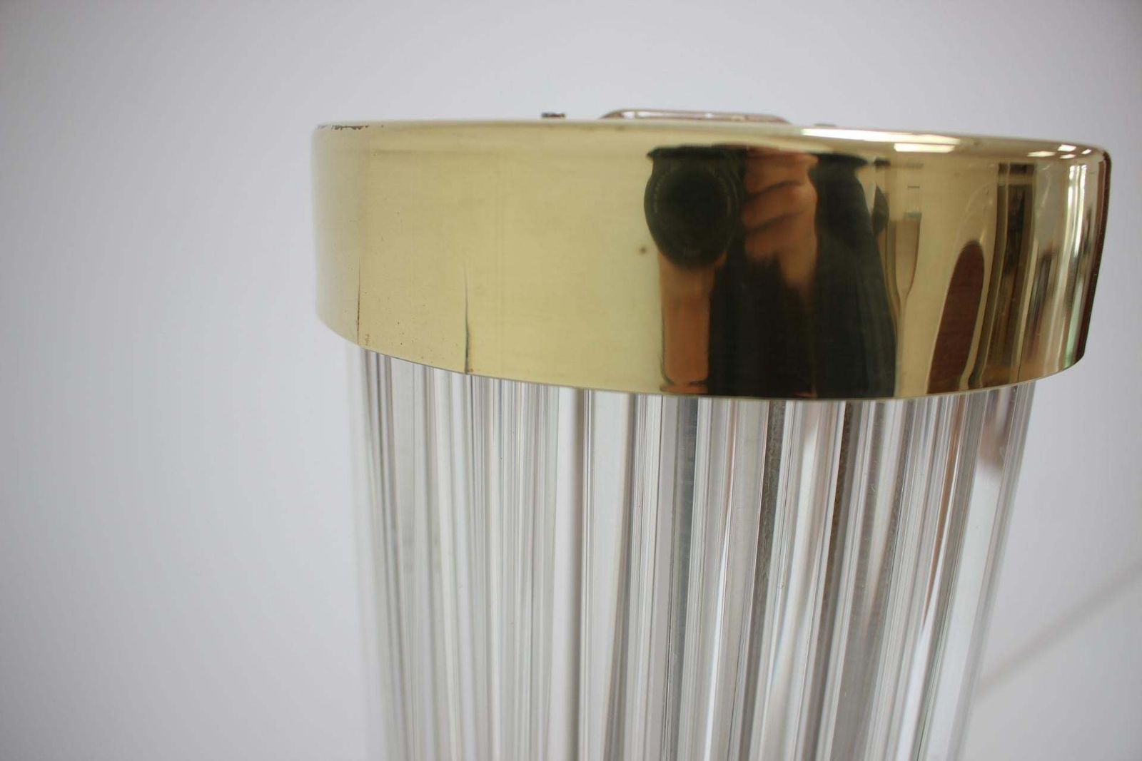 Rare Design Brass And Art Glass Modern Floor Lamp Kamenický šenov/Preciosa, 1970 photo Lighting