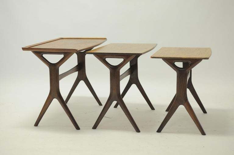Set Of Johannes Andersen Refinished Danish Teak Nesting Tables By Cfc Silkeborg photo for sale