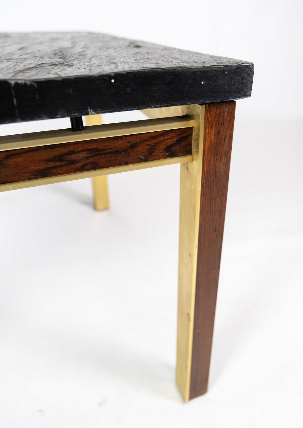 Coffee Table With Slate Top And Gilded Metal Frame And Rosewood By Bendixen Design From The 1970s. photo Furniture