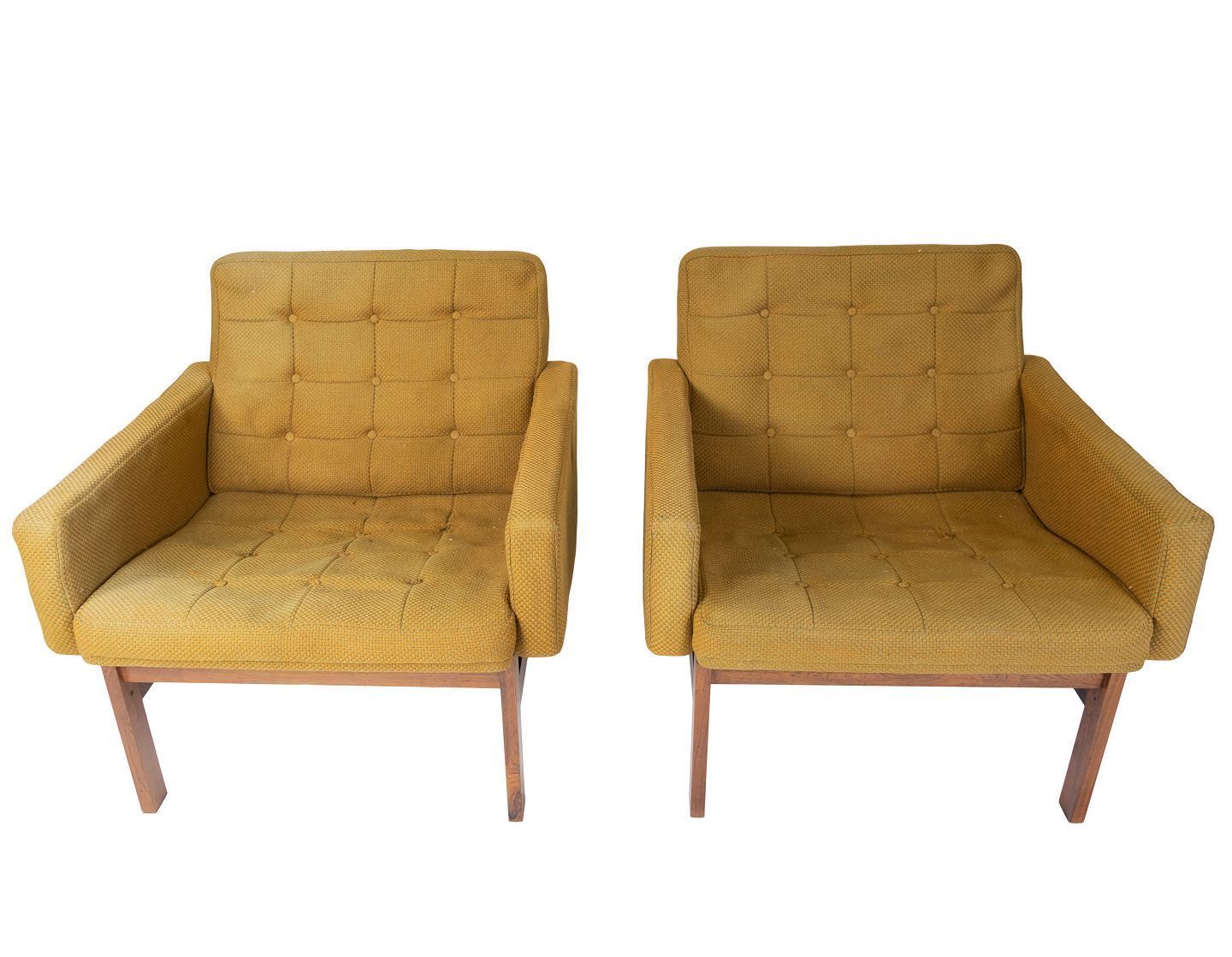 A Pair Of Moduline, Easy Chairs Upholstered In Dark Green Fabric And Of Rosewood By Ole Gjerlov Knudsen And Torben Lind And France & Søn.