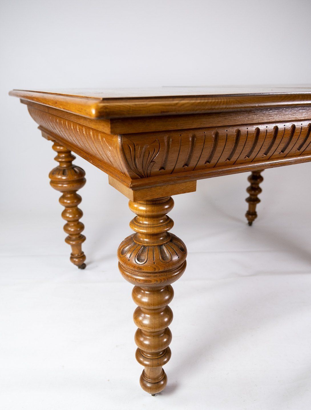Large Dining Table Of Light Wood With Cutouts And Pull Out Plates From The 1920s. photo for sale