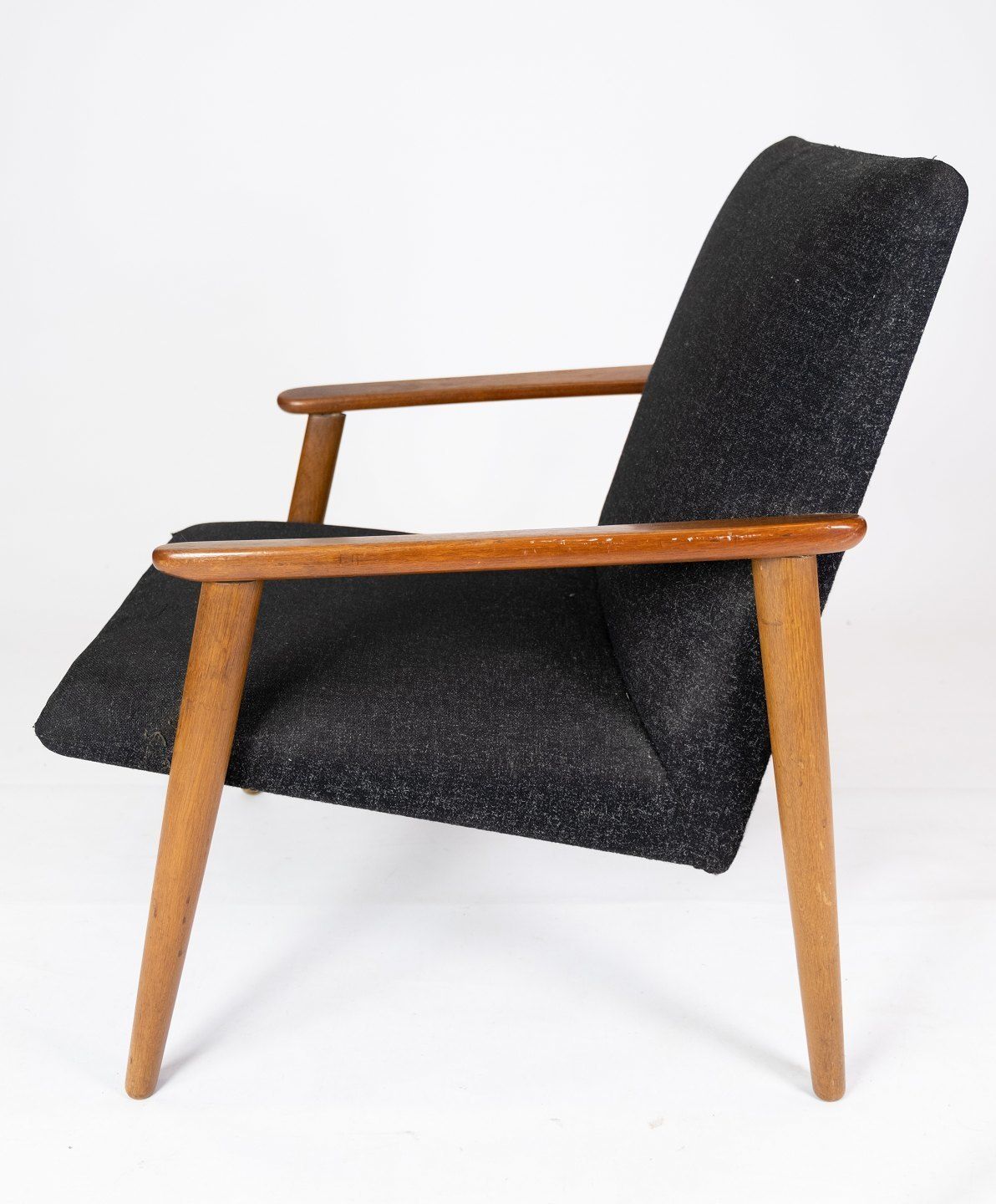 Armchair With Stool In Teak And Dark Wool Fabric Of Danish Design From The 1960s. photo Furniture