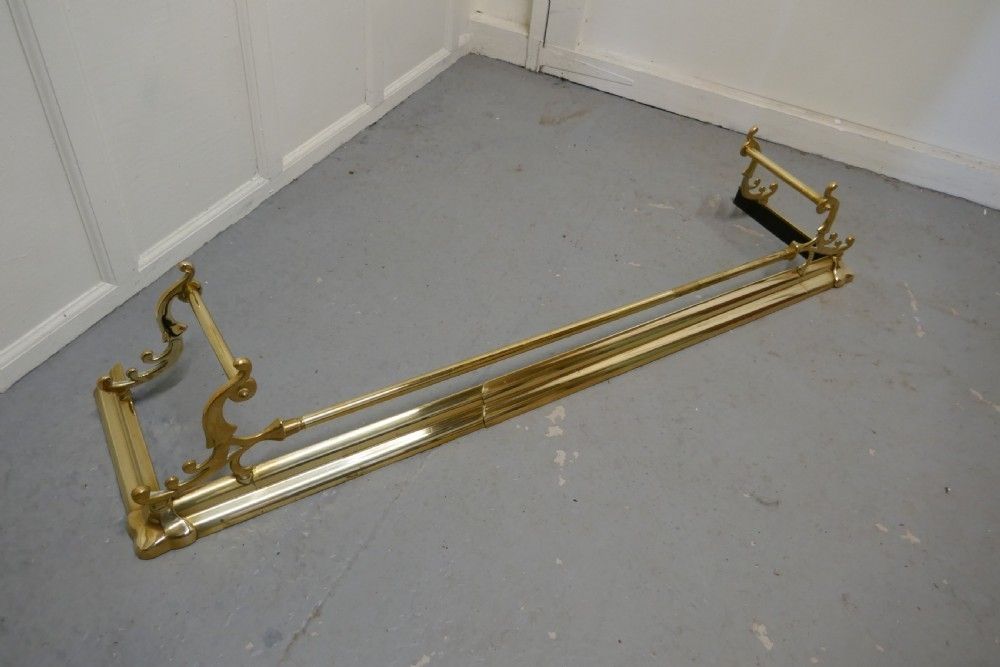 Large Victorian Art Nouveau Brass Fender photo 714.0