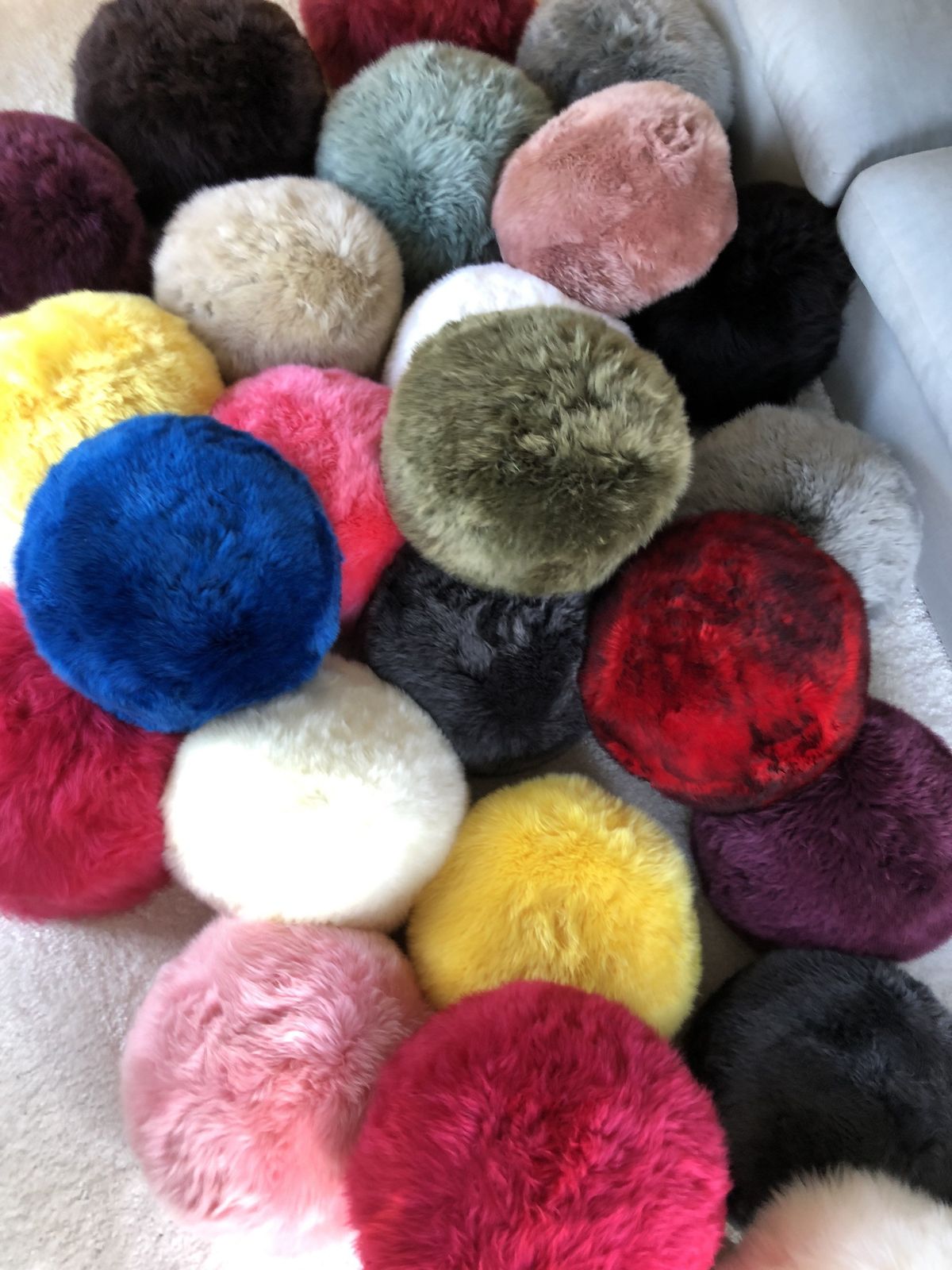 Green Sheepskin Pouffe, Dark Khaki Genuine Sheepskin, Sheepskin Pouffe, Sheepskin Footstool, Luxury Gift, photo for sale
