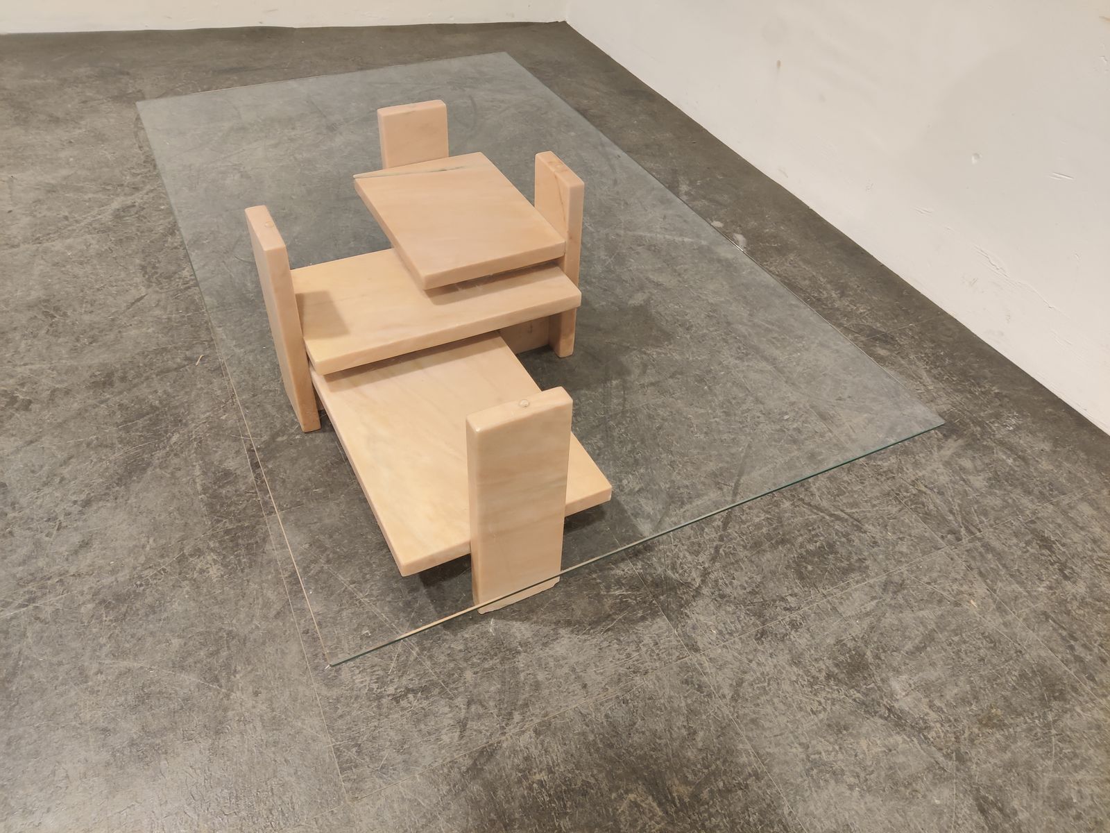 Pink Marble Coffee Table By Willy Ballez, 1970s photo for sale
