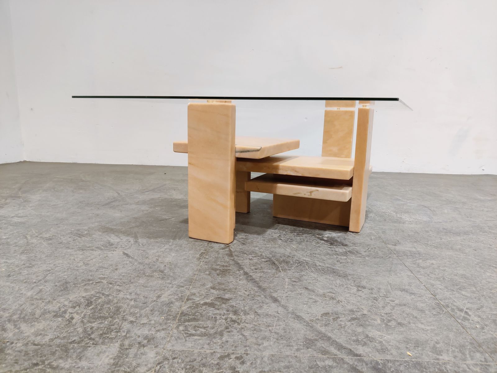 photo furniture Pink Marble Coffee Table By Willy Ballez, 1970s