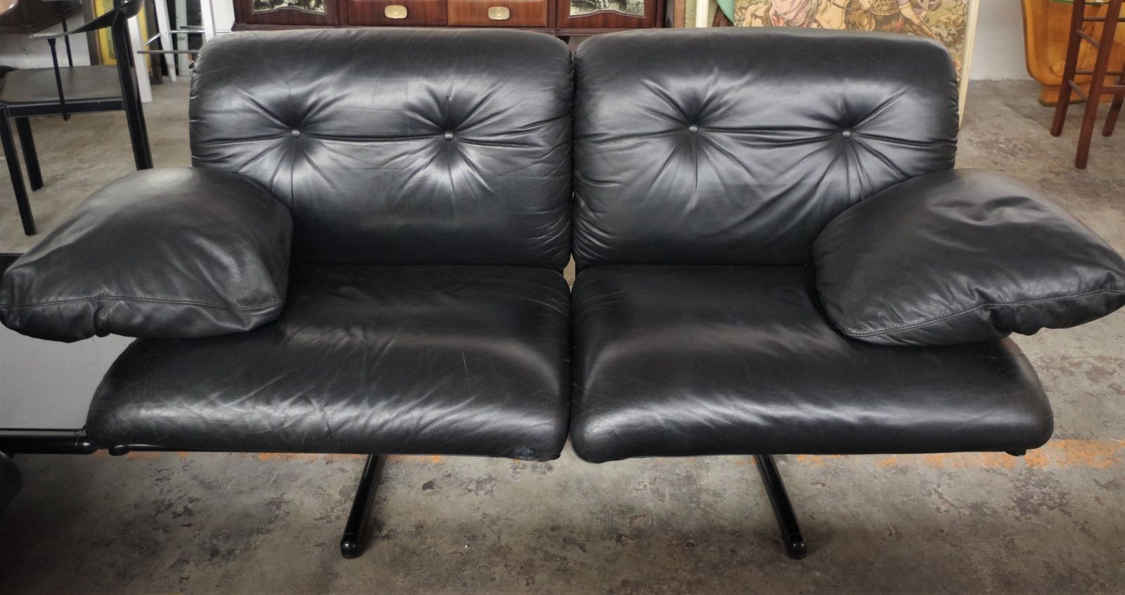 Ouverture Marble And Leather Coffee Table By Pierluigi Cerri For Frau, 1980s, Set Of 2