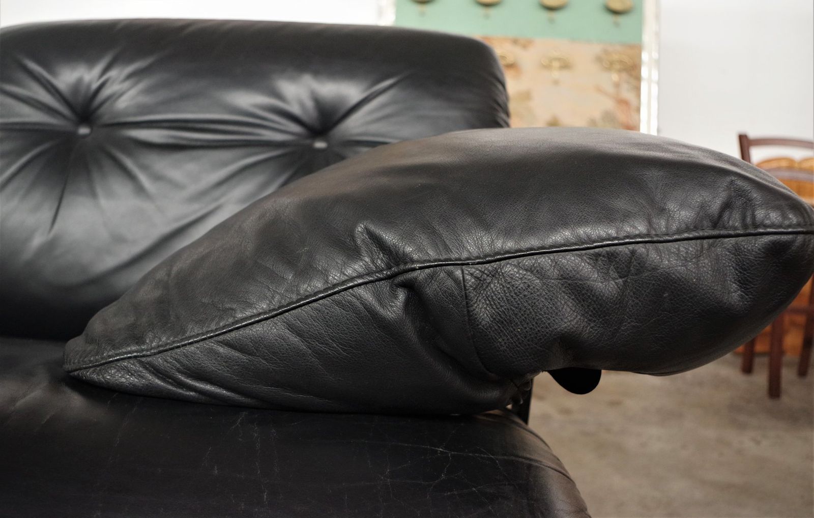photo vintage Ouverture Marble And Leather Coffee Table By Pierluigi Cerri For Frau, 1980s, Set Of 2