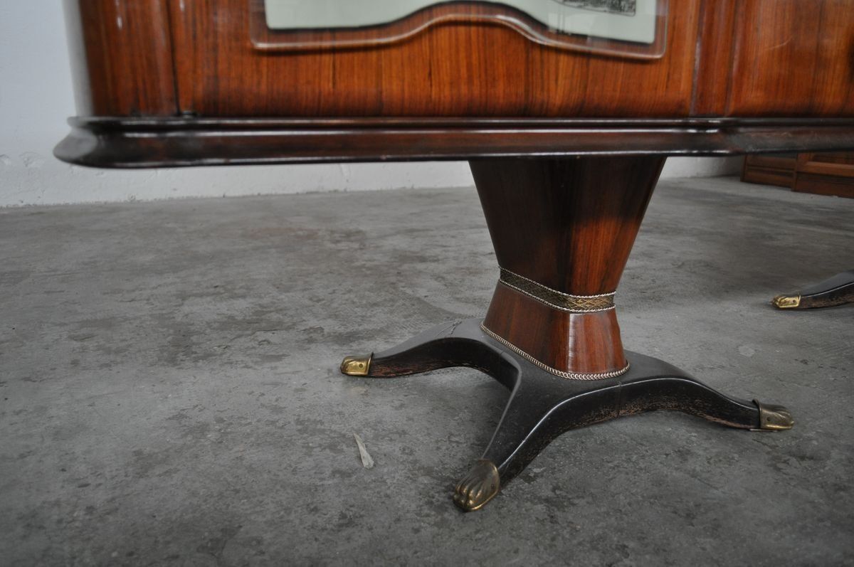 photo furniture Credenza Con Cassetti In Pera Di Mogano, Ottone E Vetro Con Disegni Allegorici E Flash Interni Di F.Lli Rigamonti Desio, Milano, Anni '40